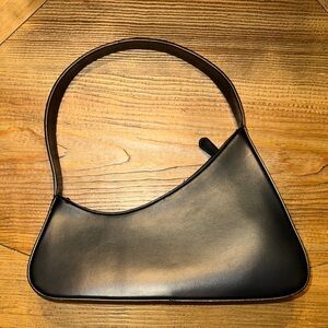 Rachel Zoe Classic Black Leather Shoulder Bag